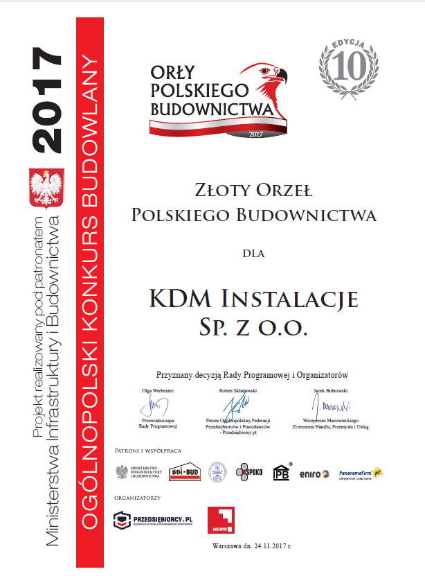 dyplom orły polskiego budownictwa